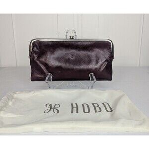 Hobo Lauren Genuine Polished Leather Clutch Wallet in Merlot,  Silver Hardware